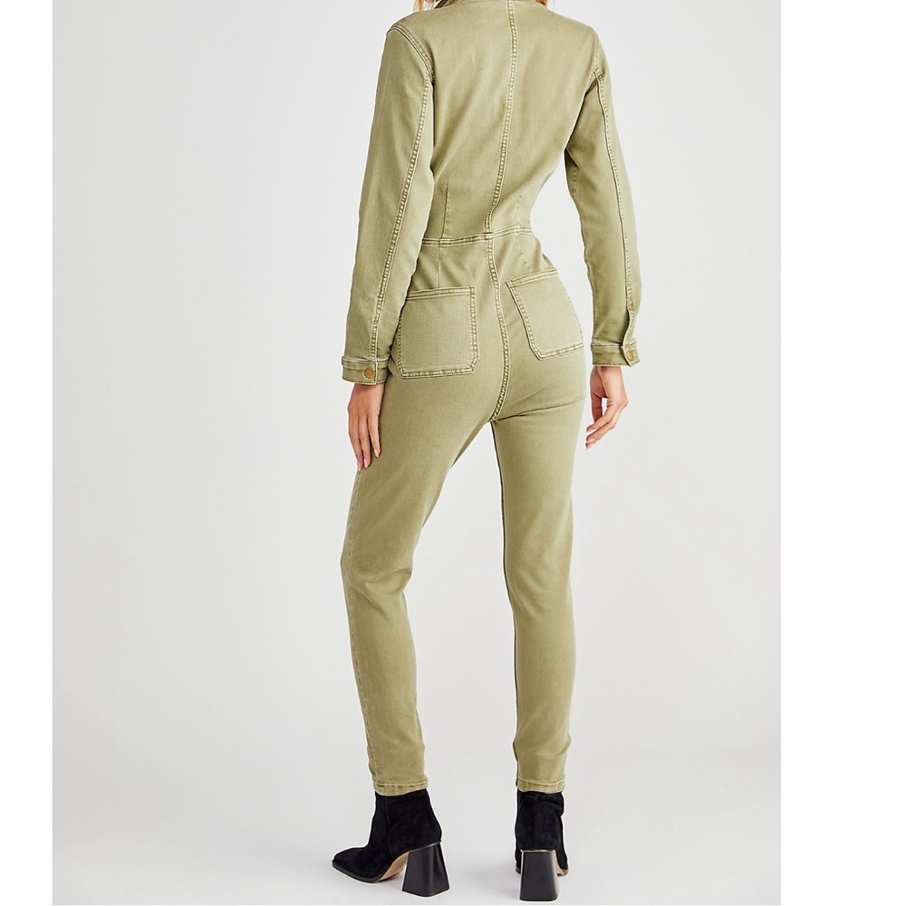Free People Lennox Denim Fitted Jumpsuit coverall S - Picture 2 of 7